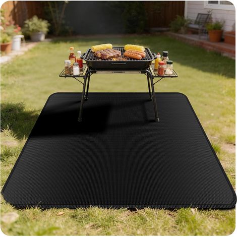 100x150cm Tapis Barbecue Sol Ignifuge imperméable Anti-Huile Tapis protection extérieur BBQ, camping, patio - Anti-étincelles, anti-graisse, résiste intempéries - Facile nettoyer (1/5)