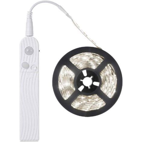 Striscia LED con rilevatore di movimento, luce notturna, alimentazione a batteria, sensore PIR, illuminazione per armadi, impermeabile IP65 (bianco freddo 6500K, 3 m)