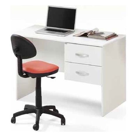 Scrivania 2 cassetti Bianco Frassinato in legno nobilitato H.75x119x64 cm (1/4)