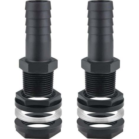 Raccord Passe-Paroi - 25 mm - Pour Cuve de Récupération d'Eau de Pluie - Étanche avec Joint Caoutchouc - 2 Pièces (1/4)