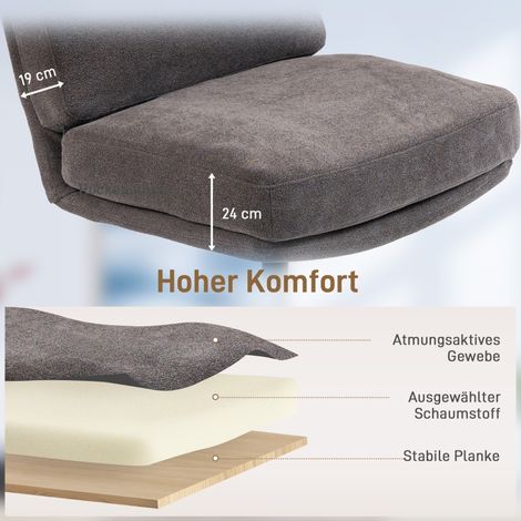 Fauteuil pivotant avec repose-pieds, lounge en tissu aspect lin, gris anthracite, pour salon (1/5)