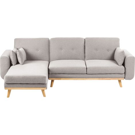 Sofá esquinero tapizado en forma de L asiento acolchado derecho de tela gris Kaarina (1/5)