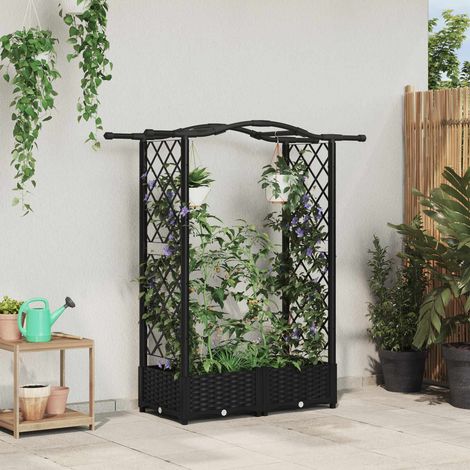Teenpull – Hochbeet mit Rankgitter und Dach Schwarz 124 x 40 x 123 cm PP (1/5)
