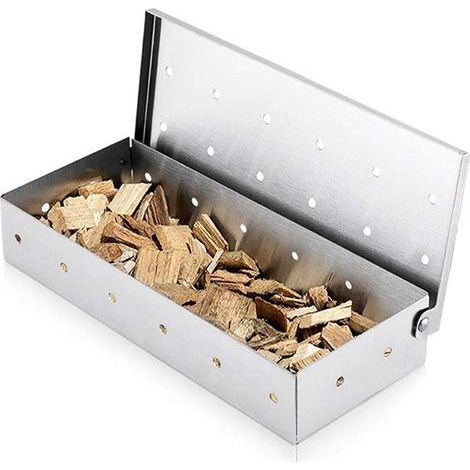 Boîtes à fumage pour barbecues, boîtes à fumage en acier inoxydable indéformables, le meilleur accessoire pour les barbecues à charbon et à gaz de grande capacité. (1/4)