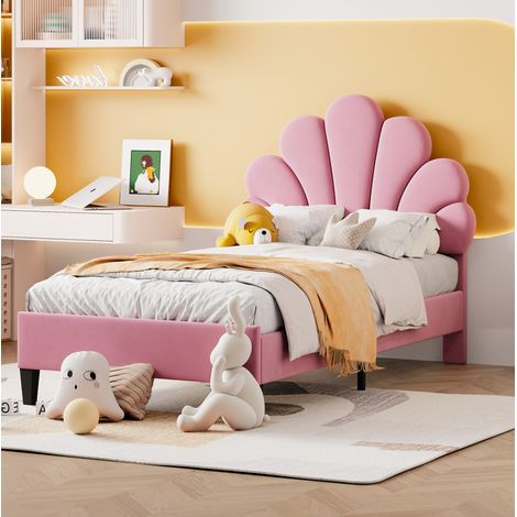 letto 90x200 imbottito velluto rosa floreale OKMYHOME (1/5)