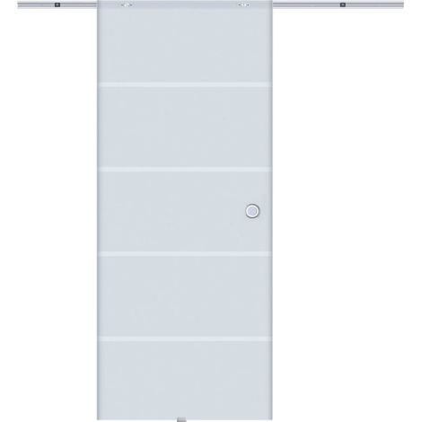 Porte coulissante en verre partiellement satinée 775/900/1025 x 2050 mm avec système de suspension en aluminium (1/5)