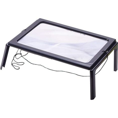 Reading Magnifier with 4 LED Lights, 3x Magnification, A4 Rectangular Magnifying Glass with Stand and Magnifying Lamp (1/4)