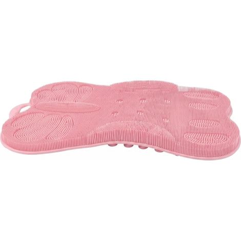 Non-Slip Silicone Bath Mat, Scrubbing Massage Surface with Textured Cleansing Surface for Cleaner Skin, Soft Silicone, Pink (1/5)