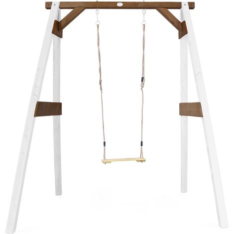 Axi Portique En Bois Fsc Blanc / Marron Avec Balançoire Enfant Balançoire Pour L’Extérieur / Le Jardin (1/5)