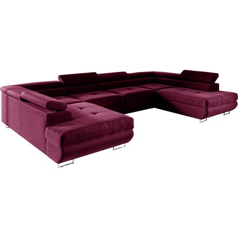 U-förmiges 5-Sitzer-Sofa mit Bettkasten Wilson Bordeaux
