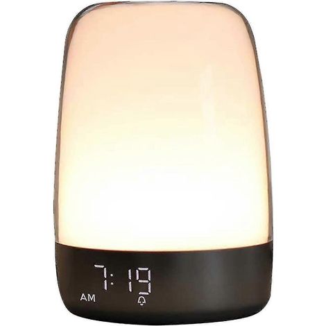 Réveil veilleuse simulateur d'aube, avec fonctions réveil et snooze, veilleuse 5 couleurs à changement de couleur automatique. (1/5)