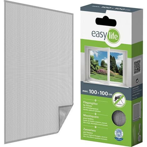 Moustiquaire, Sans Perçage, Auto-agrippante, Pour fenêtre standard 100 x 100 cm, Anthracite (1/5)