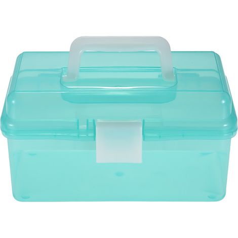 Caja de almacenamiento de plástico transparente para material de pintura, estuche multifuncional de tamaño mediano con asa para artistas, estudiantes, instrumental médico, cosméticos y equipos de pesc (1/5)