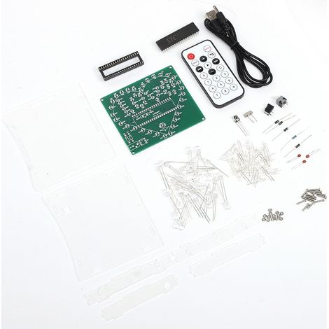 Kit lumineux LED en forme de cœur avec télécommande, alimentation CC 4,5-5 V, puce unique STC51 et boîtier en acrylique transparent de 2 mm (1/5)