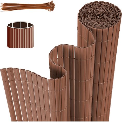 Jiubiaz PVC Sichtschutzmatte Balkon & Zaun – Wetterfester Sichtschutzzaun für Zaun, Windschutz, Zuschneidbar Braun 160x300cm
