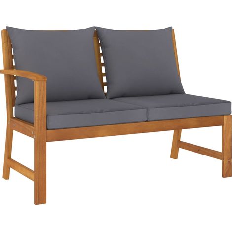 Banc de jardin 114,5 cm avec coussin gris foncé Bois d'acacia vidaXL
