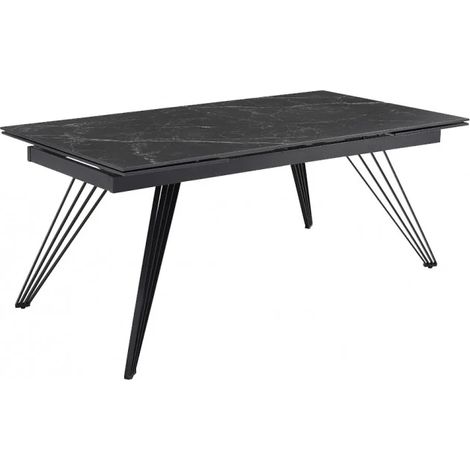 Table extensible 160/240 cm céramique noir marbré pied filaire - INDIANA 01 (1/5)