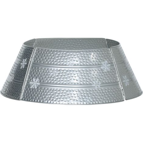 HOMCOM collar para árbol de Navidad, falda para árbol de Navidad de metal, impermeable, decoración para fiestas, hogar, 66x66x23 cm, plateado (1/5)