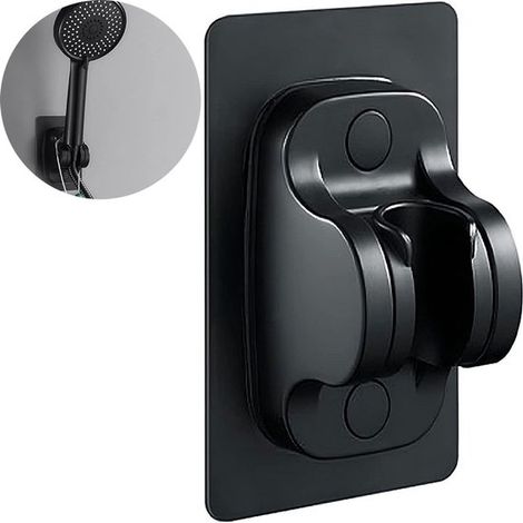Soporte para cabezal de ducha sin taladro - ángulo ajustable - negro - ABS (1/5)