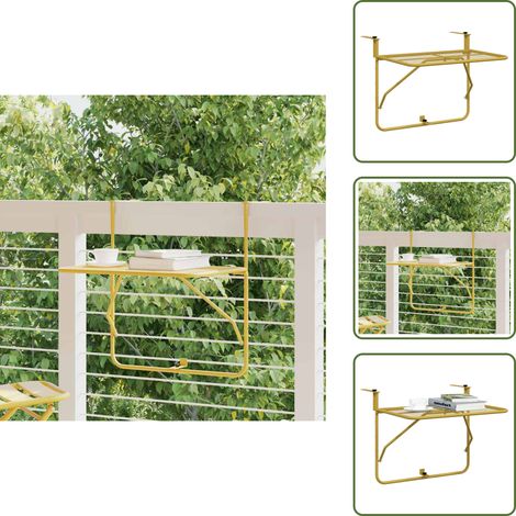 Tavolo pieghevole - vidaXL Tavolo da Balcone Oro 60x40 cm in Acciaio - Tavolo in acciaio