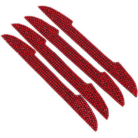 BUNTHAUS Lntyq 4 Pièces Protection Anti-Rayures pour Poignée en Strass, Décoration Strass Rétroviseur Bande De Garniture, Paillettes Autocollants De Voiture Porte Anti-Collision Universel (Rouge) (1/5)