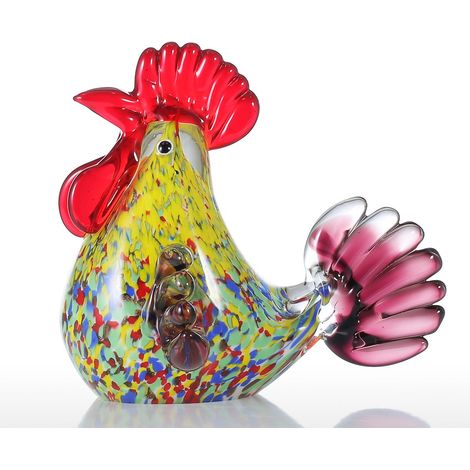 Sculpture en verre Coq multicolore Tooarts Décoration intérieure Ornement animal Cadeau Artisanat Décoration