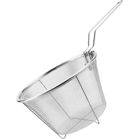 Edelstahl-Sieb, zusammenklappbarer Frittierkorb für den Hausgebrauch – 26 x 15 x 9,5 cm – Silber (1/4)