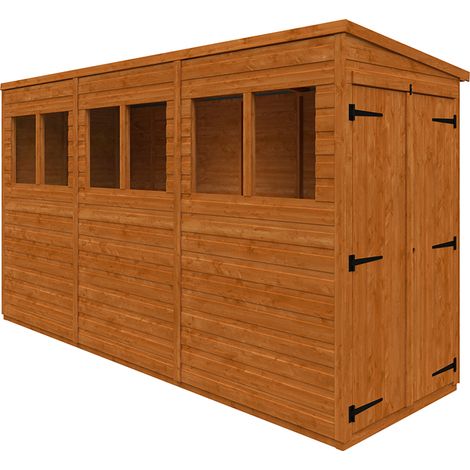 12 x 4 Feet Flex Pent Double Door 12mm Flex - Solid Wood/Softwood/Pine - L353.8 x W115 x H203 cm - Burnt Orange