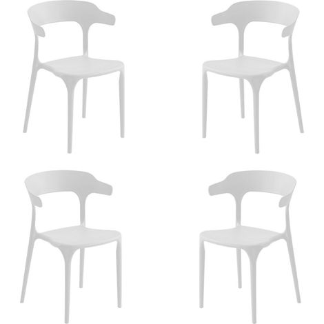Sedia da cucina giardino con braccioli IDERIO Bianco 4 pezzi (1/5)