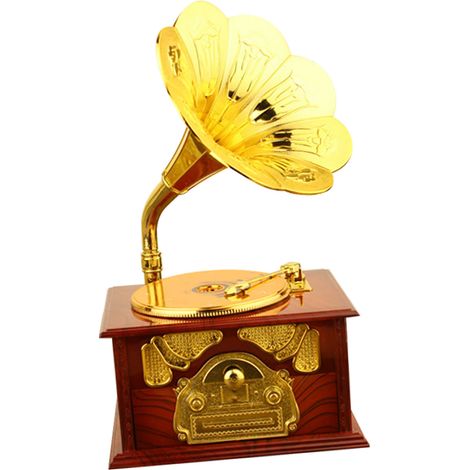 Vintage-Spieluhr mit Grammophon, musikalische Dekoration für Zuhause oder das Büro, ABS, 350 g, einfarbig braun (1/5)