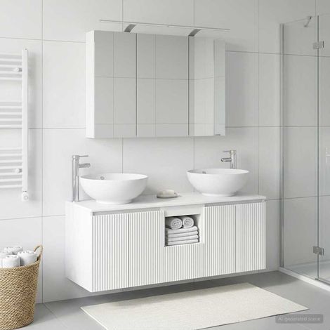 vidaXL Bathroom Cabinet Set 4 pcs White Engineered Wood (1/5)