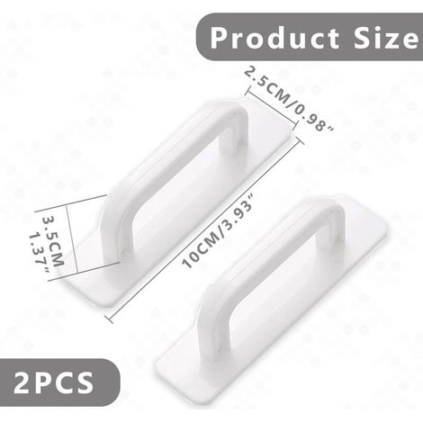 Lot de 2 poignées adhésives blanches - Poignée de porte de balcon - Extérieur - Poignée de porte de terrasse extérieure - Poignées de meubles blanches autocollantes - Pour armoires de