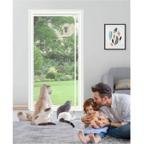 Zanzariera per porta per gatti - 90 x 210 cm - Bianca - Autoadesiva - Anti-insetti (1/3)