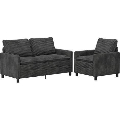 Set di divani 2 pz Grigio Scuro Poliestere vidaXL (1/5)