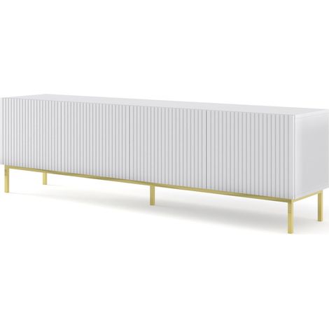 TV-Schrank RAVENNA B 200 cm 4D gefrästes weiß + rahmen (1/4)