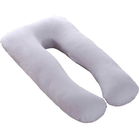 Taie d'oreiller en forme de U pour oreiller de grossesse, en pur coton, lavable, adaptée aux oreillers latéraux confortables, grise.-AquaForge (1/5)
