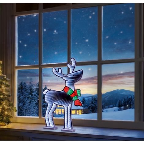 Premier Standing Reindeer With Scarf Infinity Christmas Decoration Light - 60cm (1/3)