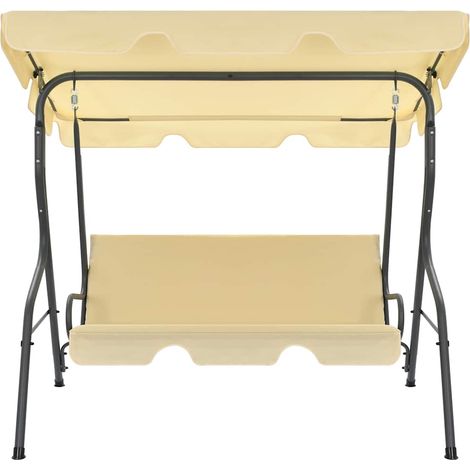 vidaXL Columpio balancín de jardín color blanco crema 170x110x153 cm (1/2)