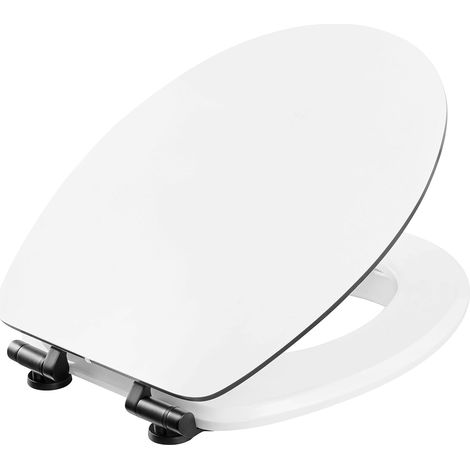 Abattant WC Prime « White Matt Steel » - Design attrayant - Noyau en bois de qualité supérieure - Système d'abaissement automatique et fixation rapide - Siège de toilette confortable (1/5)