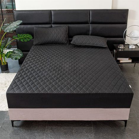 Housse de protection matelassée imperméable anti-urine pour matelas – 1 pièce, universelle (1.22m), douce et respirante Drap - housse uniquement, noir (1/4)