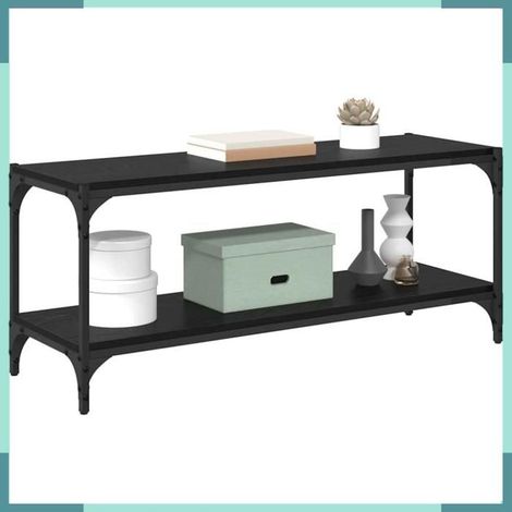 881113 Meuble TV Chêne noir 100x33x41cm Bois d'ingénierie et fer (1/5)