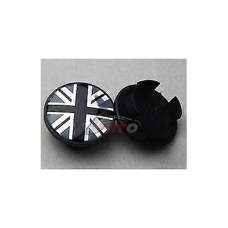 Lot de 4 emblèmes de 54 mm pour jantes de voiture, logos et cache-moyeux, compatibles avec les modèles R50, R52, R55, R56, R57, R58, R59, R60 et R61. Couleur : gris, drapeau britannique.