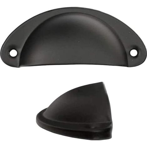 Poignée coquille, Tiroirs à poignée coquille, Poignée ancienne, pour Dans les Meubles, Armoires, Portes, Tiroirs (Noir) (1/2)