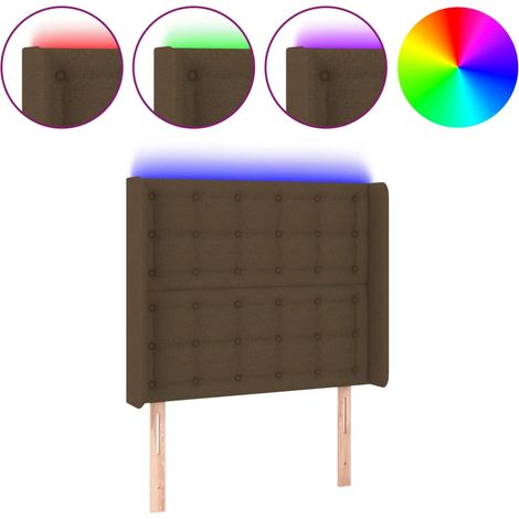 Maison Exclusive - Cabecero con LED de tela marrón oscuro 93x16x1 (1/5)