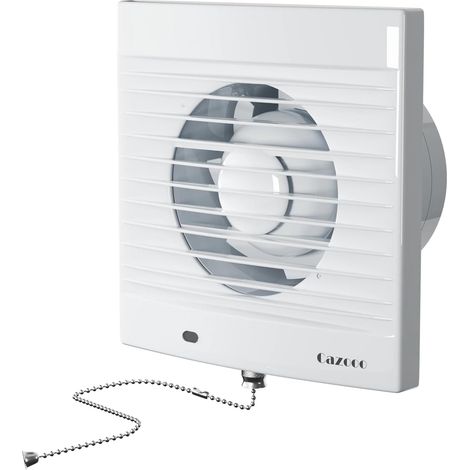 Ventilateur de salle de bain et salon - Diamètre : 100 mm - Silencieux - VMC - Avec interrupteur à cordon - 12 W - Pour salle de bain et cuisine - Blanc (1/5)
