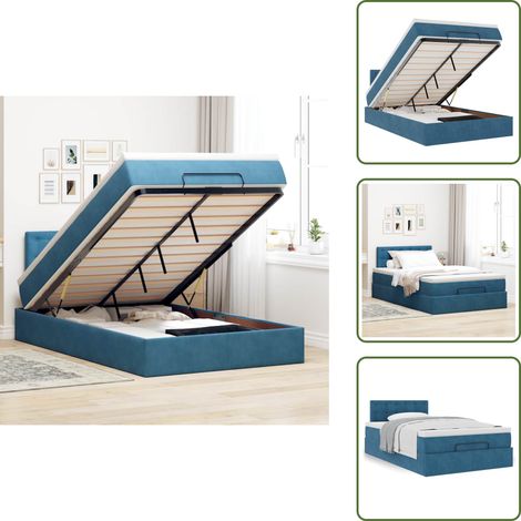 Cadre de lit ottoman avec matelas bleu foncé 120x200 cm velours - Cadre De Lit Ottoman - Cadres De Lit Ottoman - Cadre De Lit - Cadre De Lit Avec Rangement (1/5)