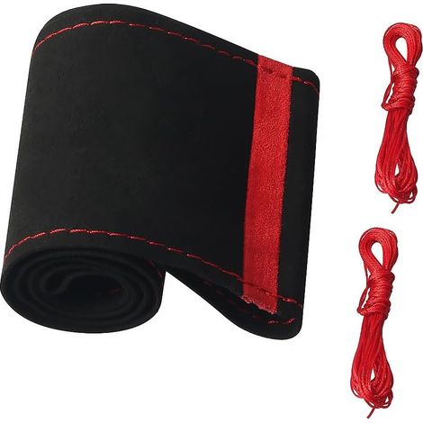 Couvre-Volant Universel Couture à la Main Couvre-Volant en Cuir Anti-dérapant Respirant pour Volants de 38cm/15 Pouces (1/5)