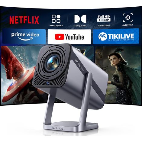 4K Video Projector Auto Focus/Keystone 30000 Lumens Portable Projector 4K Short Focus, 360° Rotatable Overhead Projector WiFi6 Bluetooth FHD 1080P 50% Zoom Home Theater Projector (1/5)