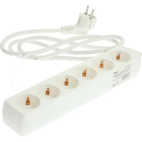 Bloc multiprise 6 prises Schuko blanc