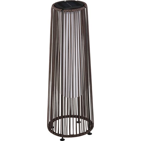 Lámpara solar de jardín estilo ratán marrón 61 x 21,5 cm LED automático (1/5)
